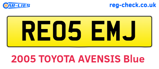 RE05EMJ are the vehicle registration plates.