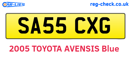 SA55CXG are the vehicle registration plates.