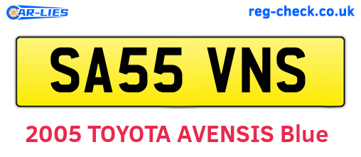 SA55VNS are the vehicle registration plates.