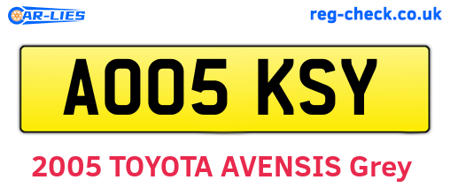 AO05KSY are the vehicle registration plates.