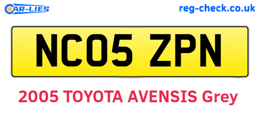 NC05ZPN are the vehicle registration plates.
