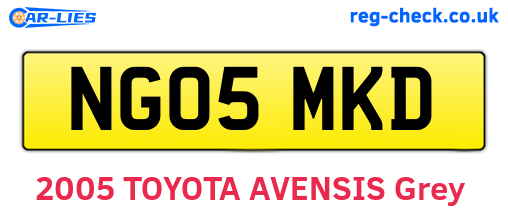 NG05MKD are the vehicle registration plates.