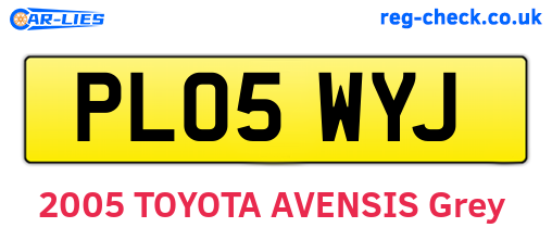 PL05WYJ are the vehicle registration plates.