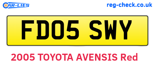 FD05SWY are the vehicle registration plates.
