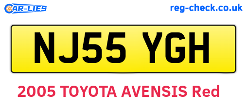 NJ55YGH are the vehicle registration plates.