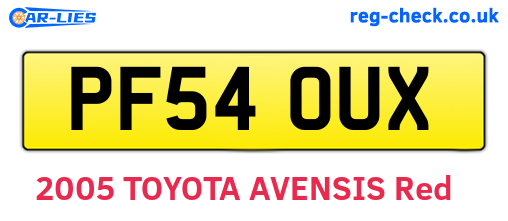 PF54OUX are the vehicle registration plates.