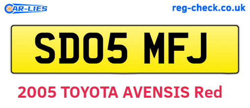 SD05MFJ are the vehicle registration plates.
