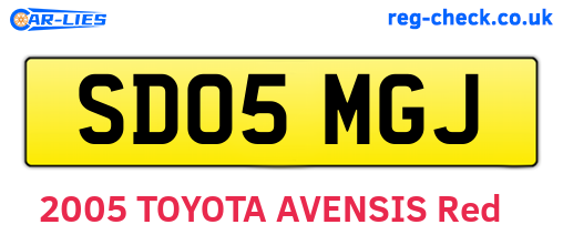 SD05MGJ are the vehicle registration plates.