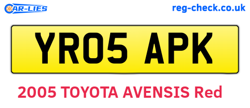 YR05APK are the vehicle registration plates.