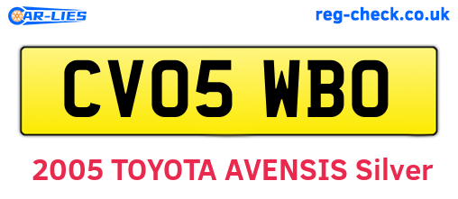 CV05WBO are the vehicle registration plates.