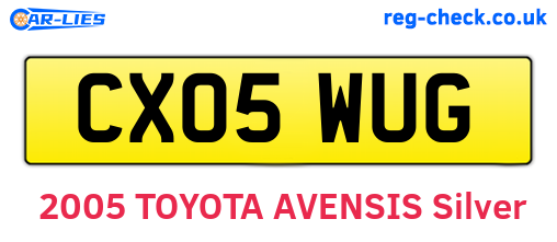 CX05WUG are the vehicle registration plates.