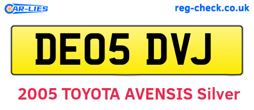 DE05DVJ are the vehicle registration plates.