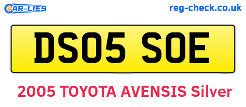 DS05SOE are the vehicle registration plates.
