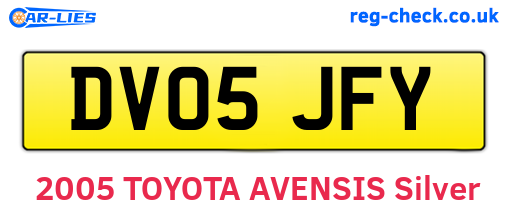 DV05JFY are the vehicle registration plates.