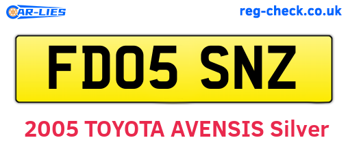 FD05SNZ are the vehicle registration plates.
