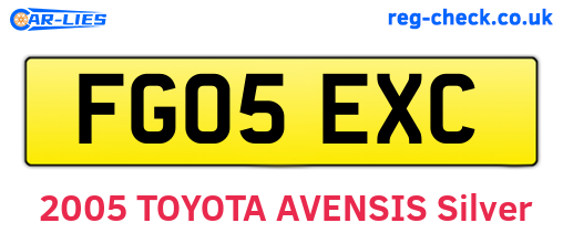 FG05EXC are the vehicle registration plates.