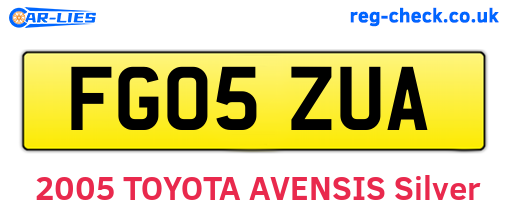 FG05ZUA are the vehicle registration plates.