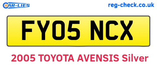 FY05NCX are the vehicle registration plates.