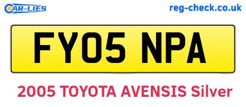 FY05NPA are the vehicle registration plates.