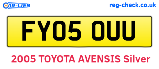 FY05OUU are the vehicle registration plates.