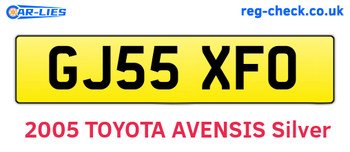 GJ55XFO are the vehicle registration plates.