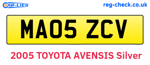 MA05ZCV are the vehicle registration plates.