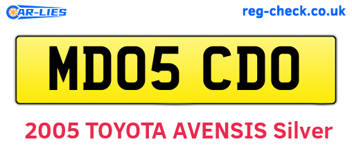 MD05CDO are the vehicle registration plates.