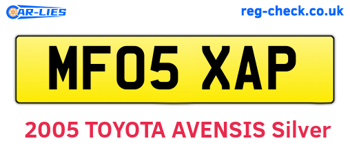 MF05XAP are the vehicle registration plates.