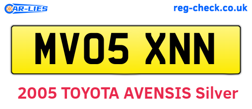 MV05XNN are the vehicle registration plates.