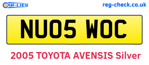 NU05WOC are the vehicle registration plates.