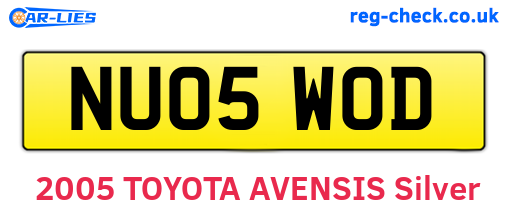 NU05WOD are the vehicle registration plates.