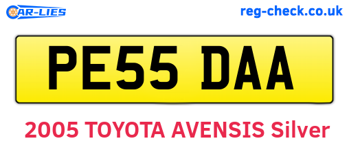 PE55DAA are the vehicle registration plates.