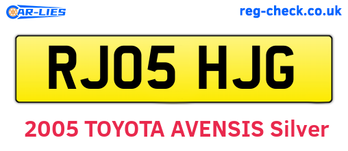 RJ05HJG are the vehicle registration plates.