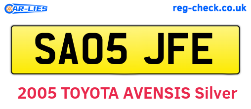 SA05JFE are the vehicle registration plates.