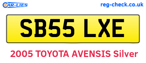 SB55LXE are the vehicle registration plates.