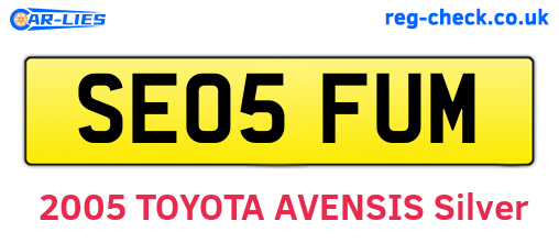 SE05FUM are the vehicle registration plates.
