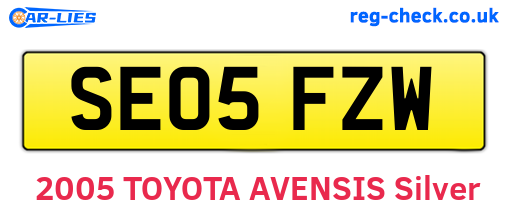 SE05FZW are the vehicle registration plates.