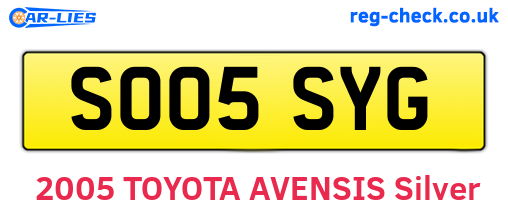 SO05SYG are the vehicle registration plates.