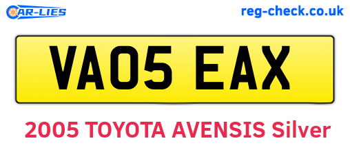 VA05EAX are the vehicle registration plates.