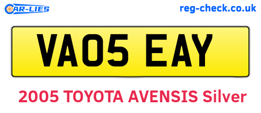 VA05EAY are the vehicle registration plates.