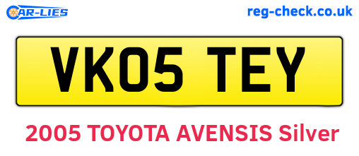 VK05TEY are the vehicle registration plates.