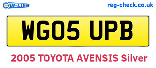 WG05UPB are the vehicle registration plates.
