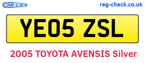 YE05ZSL are the vehicle registration plates.