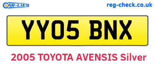 YY05BNX are the vehicle registration plates.