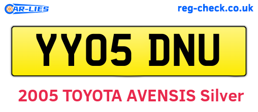YY05DNU are the vehicle registration plates.
