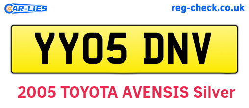 YY05DNV are the vehicle registration plates.