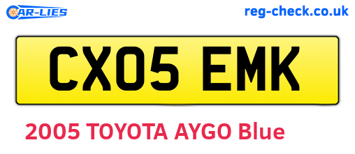 CX05EMK are the vehicle registration plates.