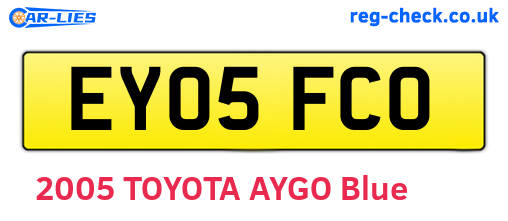EY05FCO are the vehicle registration plates.