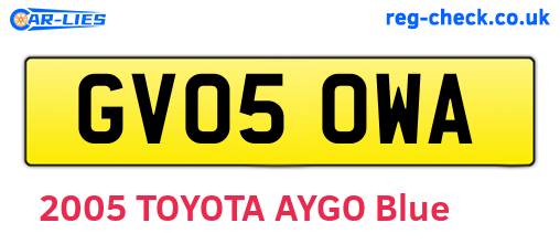GV05OWA are the vehicle registration plates.