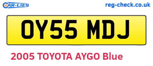 OY55MDJ are the vehicle registration plates.